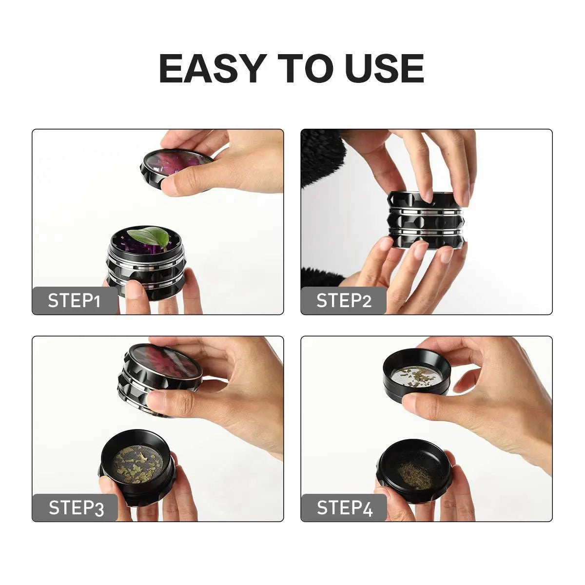 2.5inch Hand Crank Aluminium Grinder with Clear Top by RiderOut™