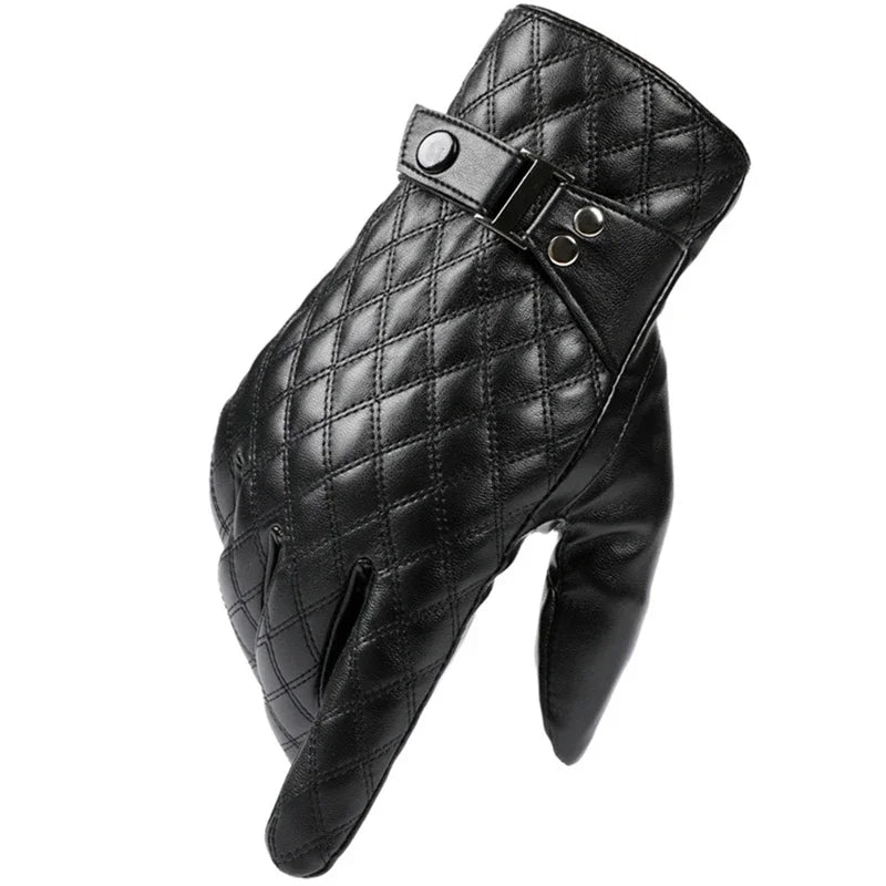 Black Winter Thermal Plush Motorcycle Riding Gloves by RiderOut