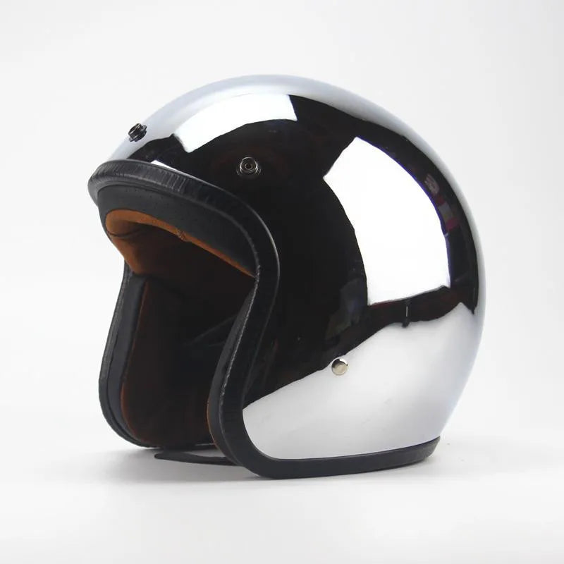 Chrome Retro Motorcycle Full Face Helmet by RiderOut™