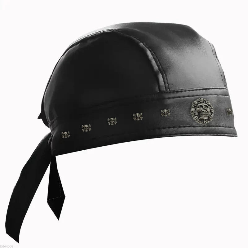 Motorcycle Biker Leather Adjustable Skull Cap by RiderOut