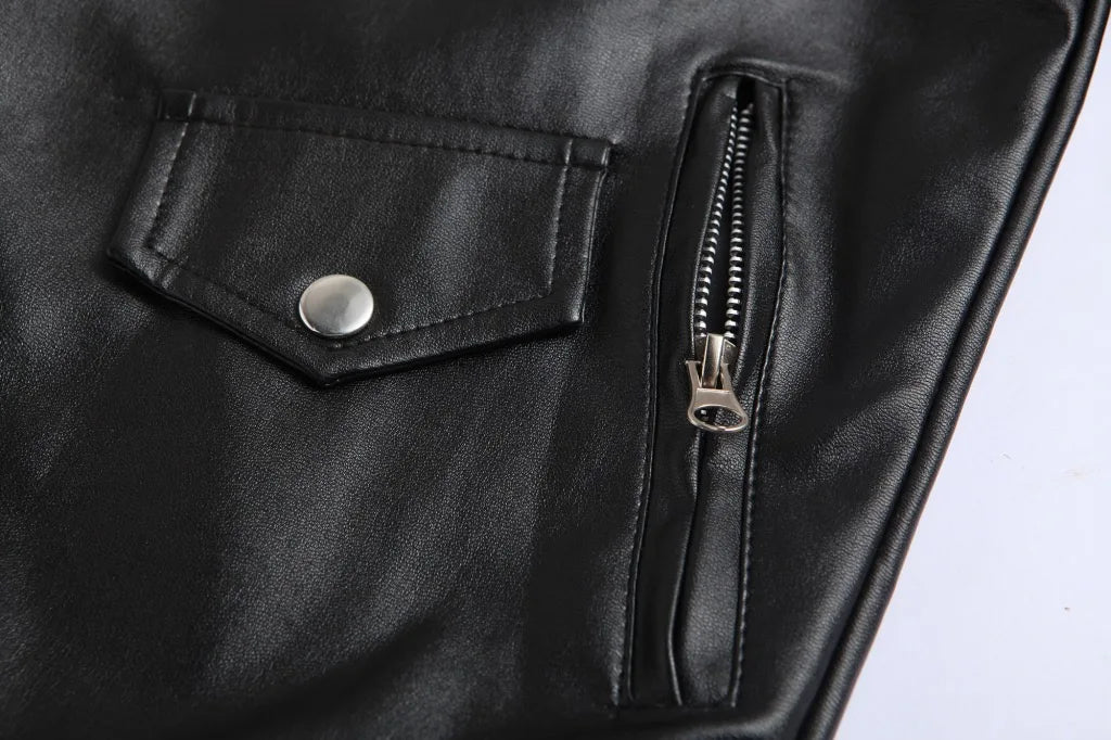 Slim Fit PU Leather Motorcycle Jacket by RiderOut