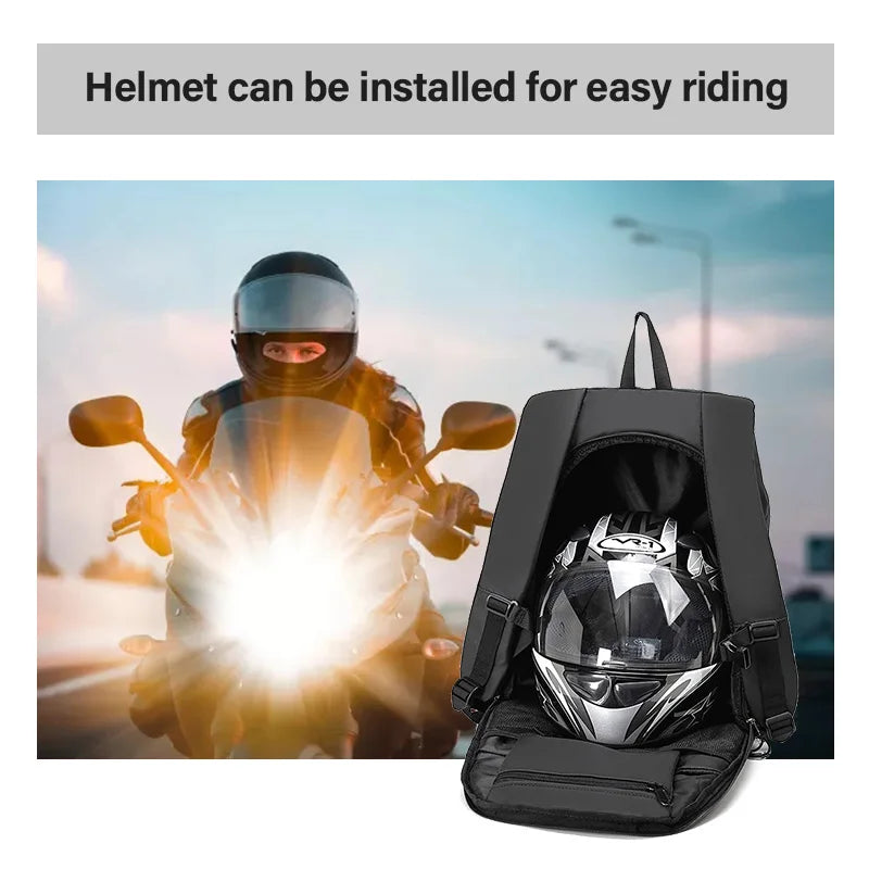 Black Motorcycle Helmet Waterproof Backpack by RiderOut™