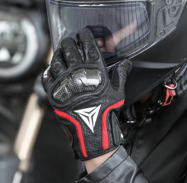 Breathable Leather Touchscreen Seasons Motorcycle Gloves by RiderOut™