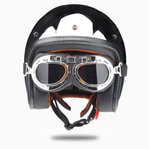 Chrome Retro Motorcycle Full Face Helmet by RiderOut™