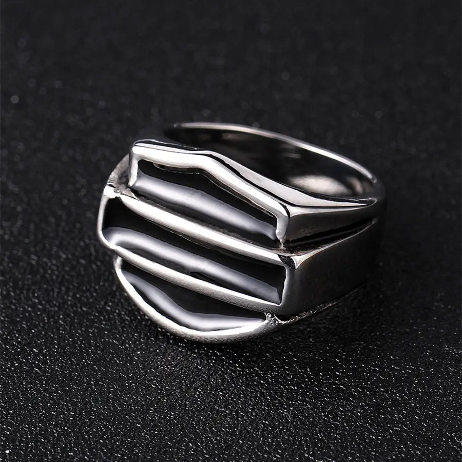 H D Logo Vintage Titanium Steel Ring by RiderOut