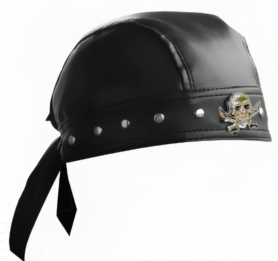 Motorcycle Biker Leather Adjustable Skull Cap by RiderOut