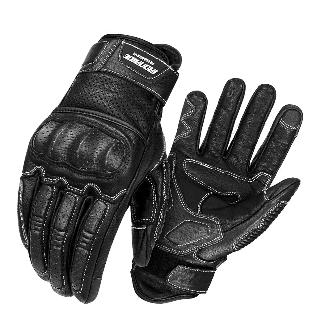 Vintage Leather Motorcycle Breathable Gloves by RiderOut™