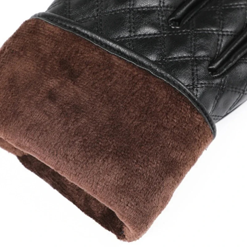Black Winter Thermal Plush Motorcycle Riding Gloves by RiderOut
