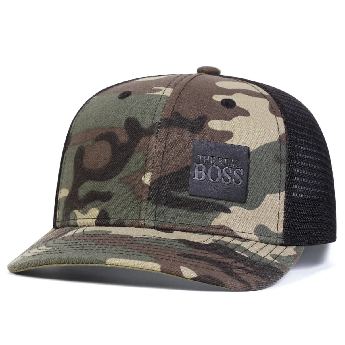 THE REAL BOSS Letter Leather Label Baseball Net Caps by RiderOut™