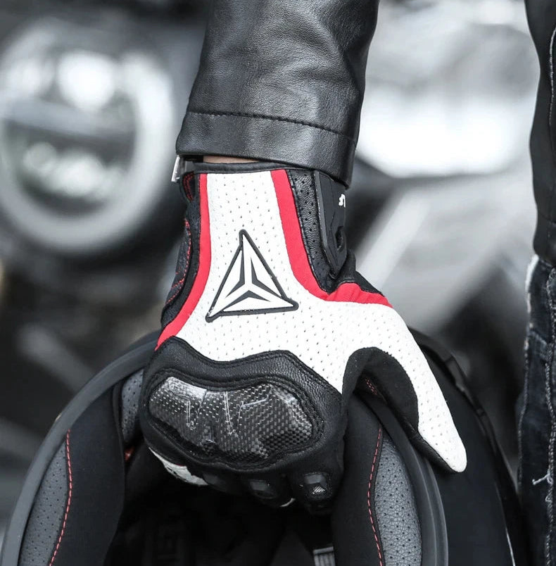 Breathable Leather Touchscreen Seasons Motorcycle Gloves by RiderOut™