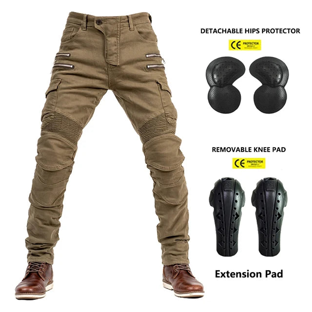 Khaki Motorcycle Protective Gear Trousers by RiderOut™