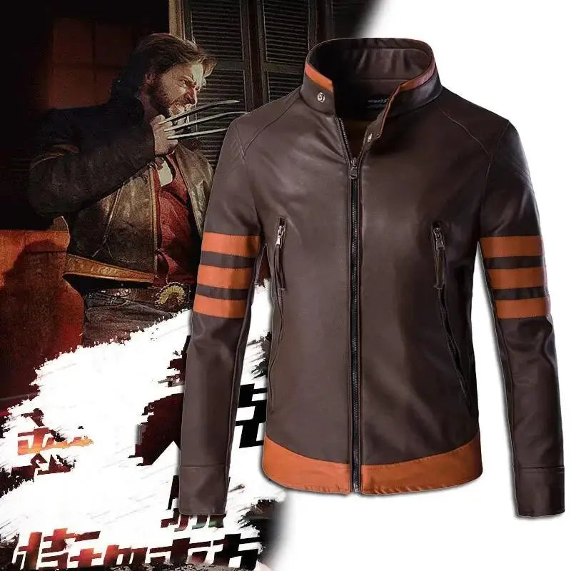 Slim Fit Retro Locomotive Logan PU Leather Jacket by RiderOut