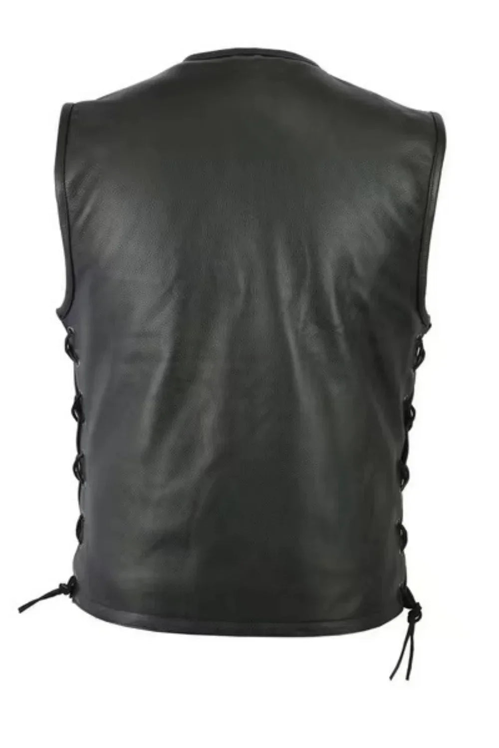 Black Motorcycle PU Leather Vest by RiderOut