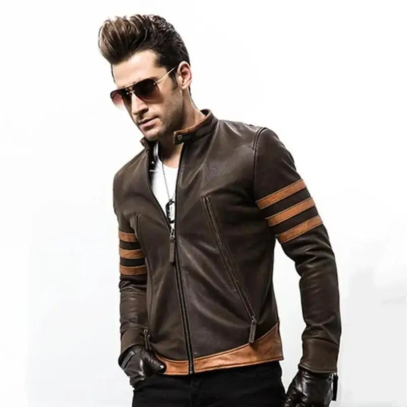 Slim Fit Retro Locomotive Logan PU Leather Jacket by RiderOut