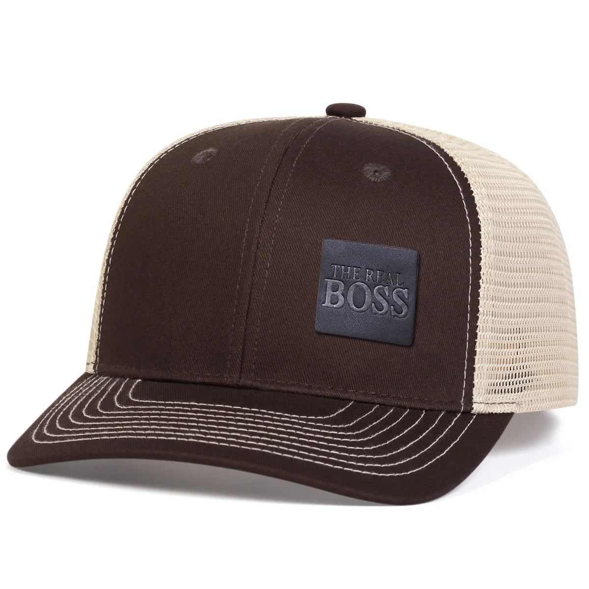 THE REAL BOSS Letter Leather Label Baseball Net Caps by RiderOut™