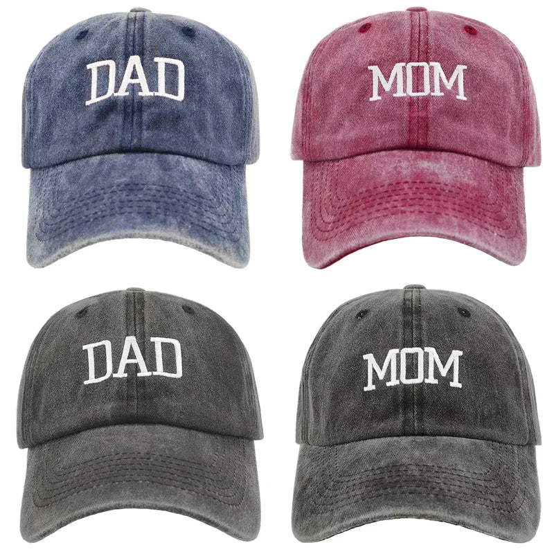 Washed Cotton DAD MOM Embroidered Baseball Cap by RiderOut™