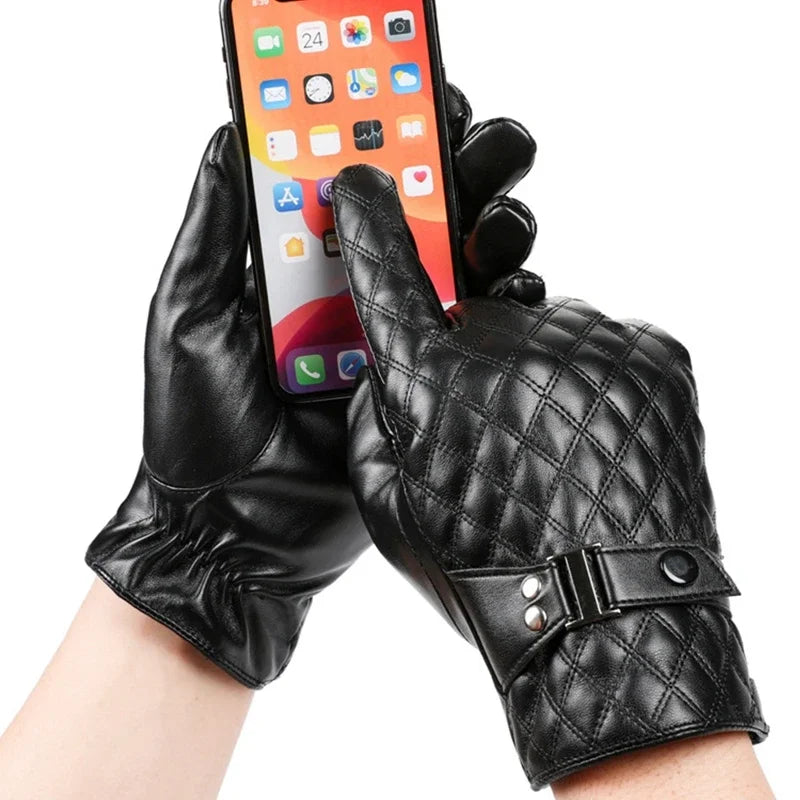 Black Winter Thermal Plush Motorcycle Riding Gloves by RiderOut