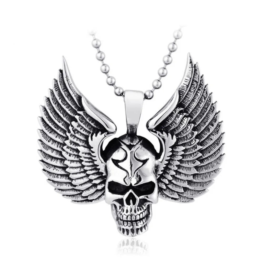 Gothic Domineering Skull Wing Pendant Necklace by RiderOut™