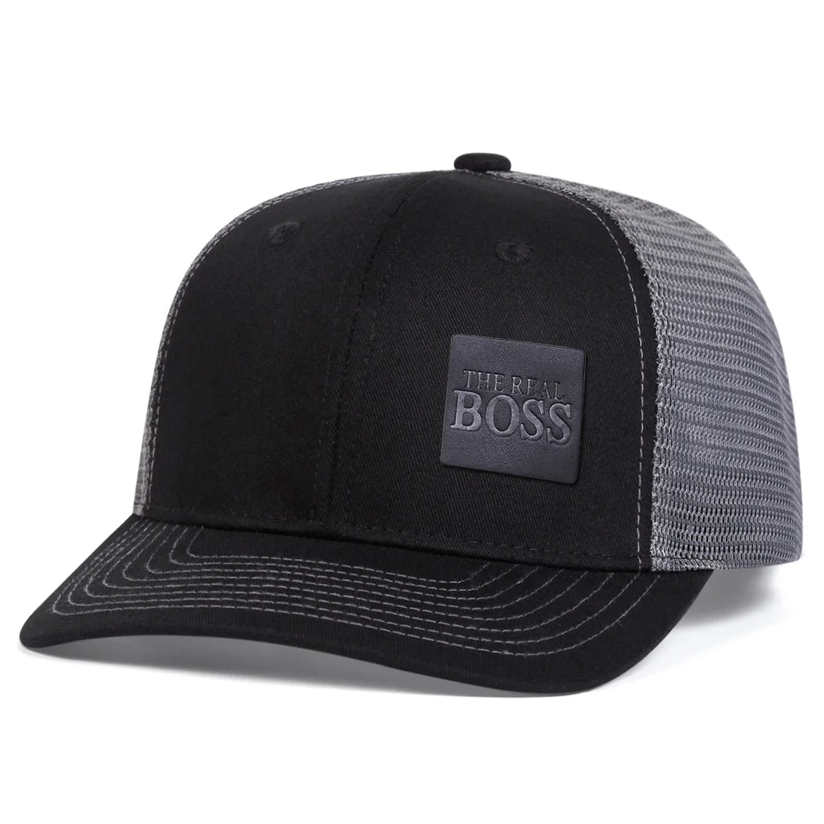 THE REAL BOSS Letter Leather Label Baseball Net Caps by RiderOut™