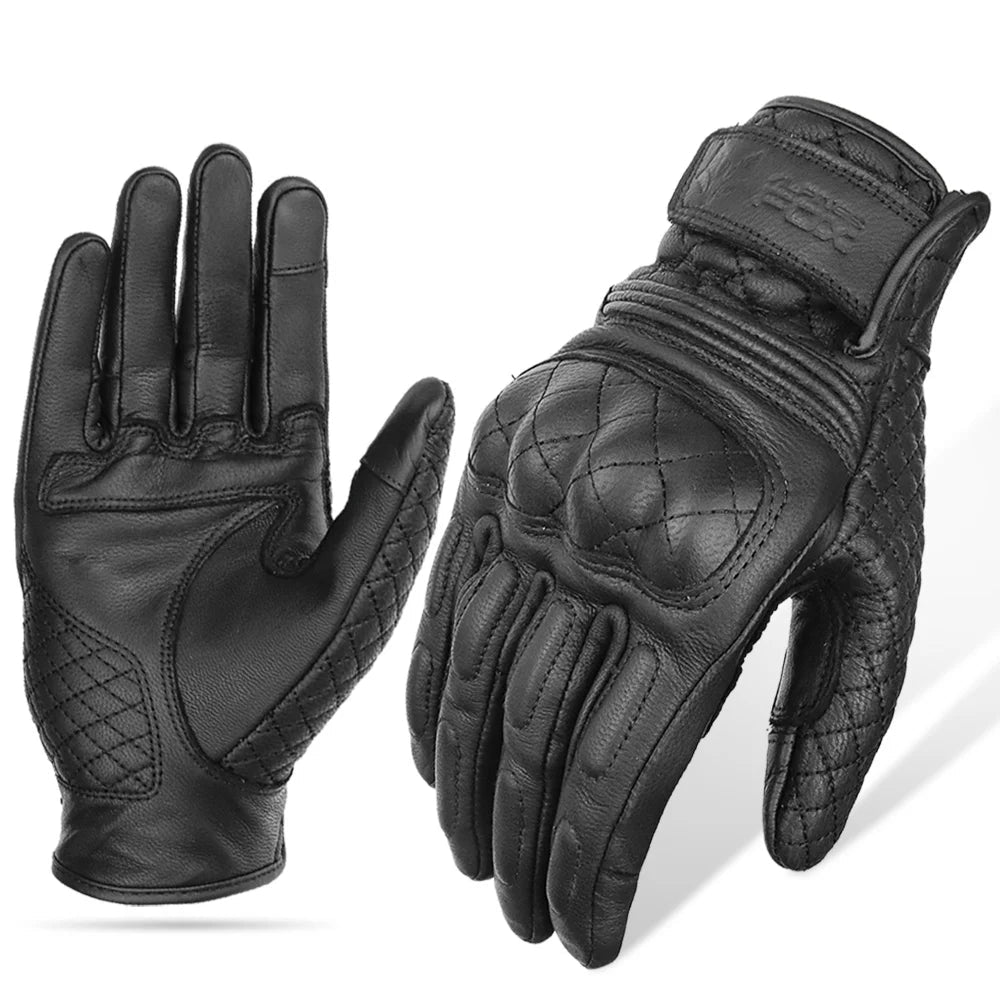 Retro Motorcycle Genuine Leather Gloves by RiderOut™