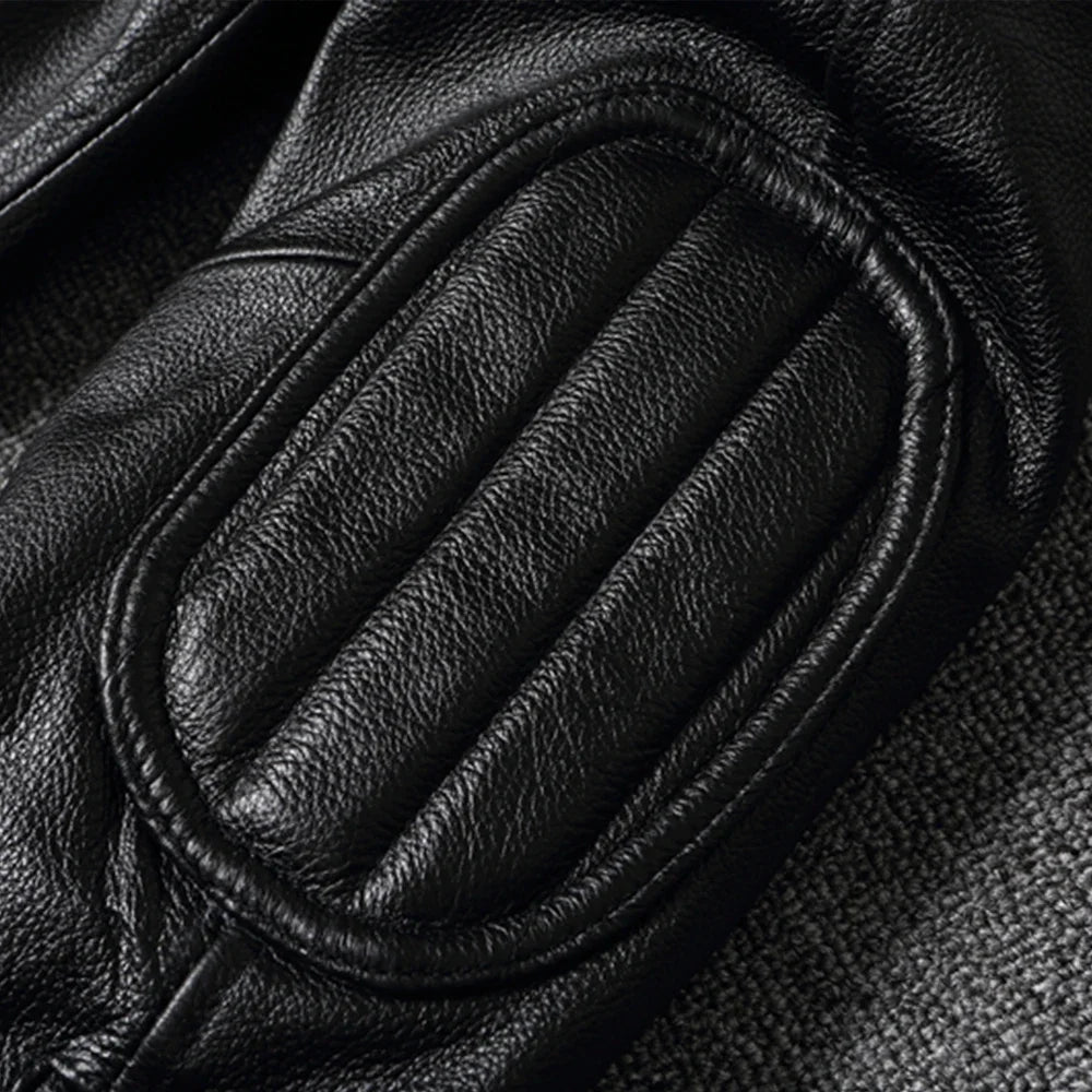 Cowhide Leather Stand Collar Motorcycle Jacket by RiderOut