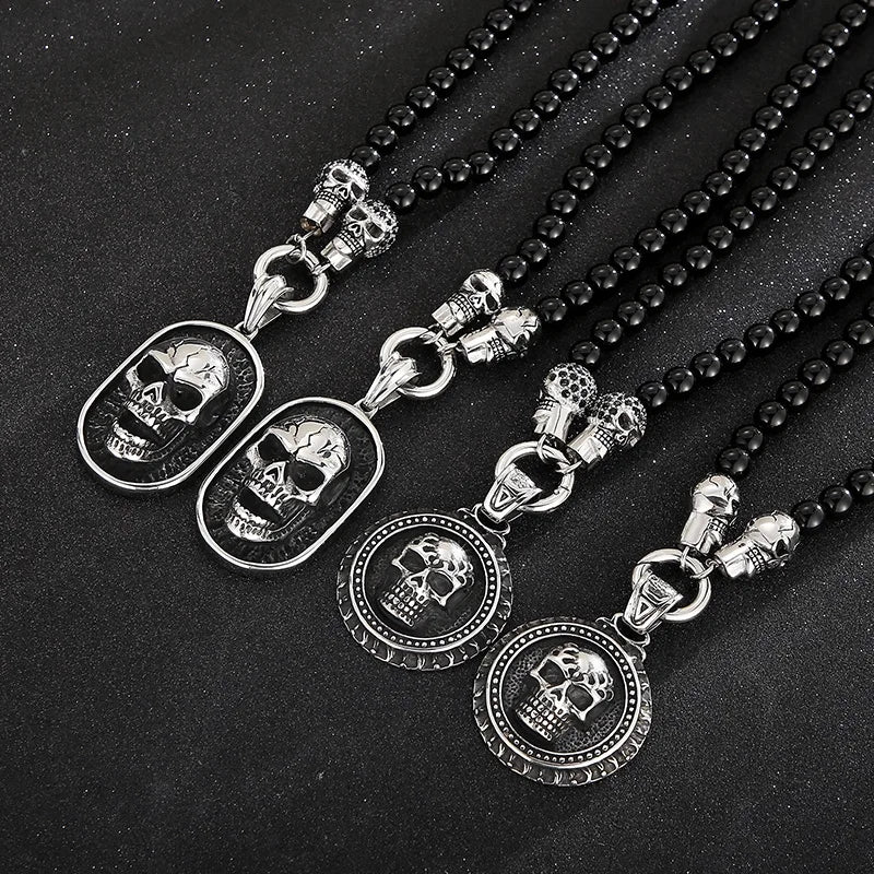 Rosary Beads Skull Pendant Necklace by RiderOut™