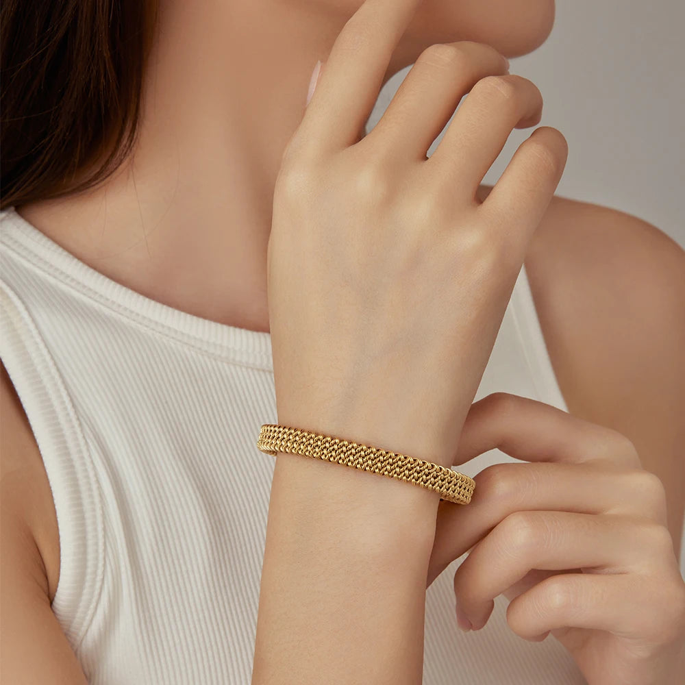 Woven Flat Mesh C-Shaped Chain Bracelet by RiderOut™