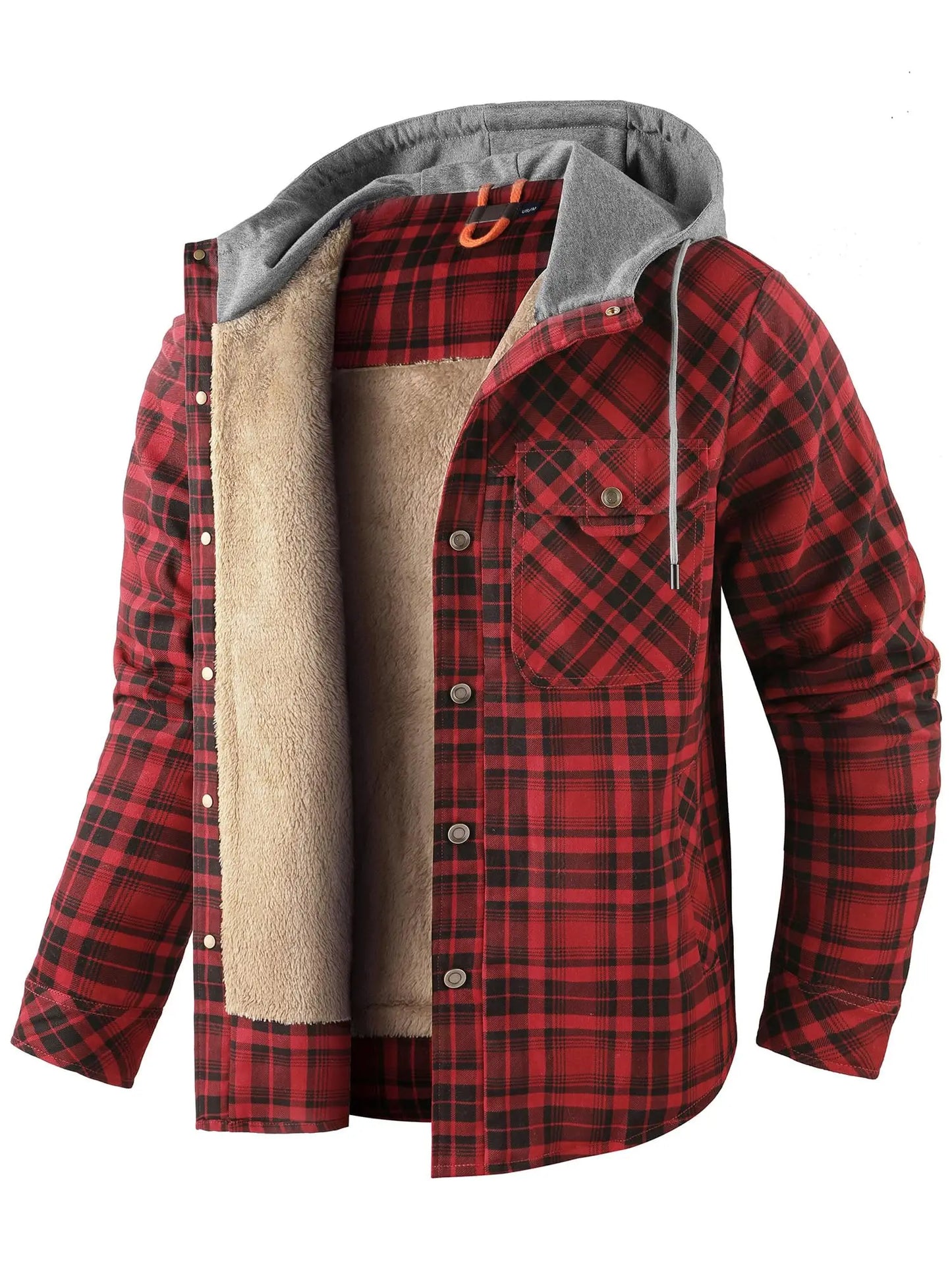 Plaid Flannel Snap Fleece Warm Hoodie by RiderOut