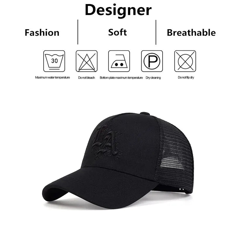 LA Letter Embroidery Baseball Net Caps by RiderOut™