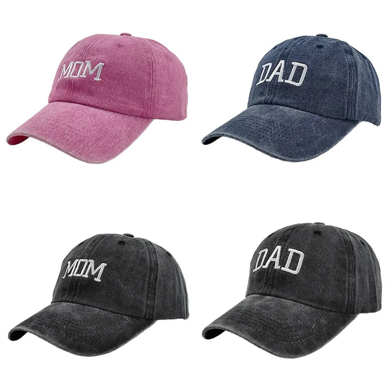 Washed Cotton DAD MOM Embroidered Baseball Cap by RiderOut™