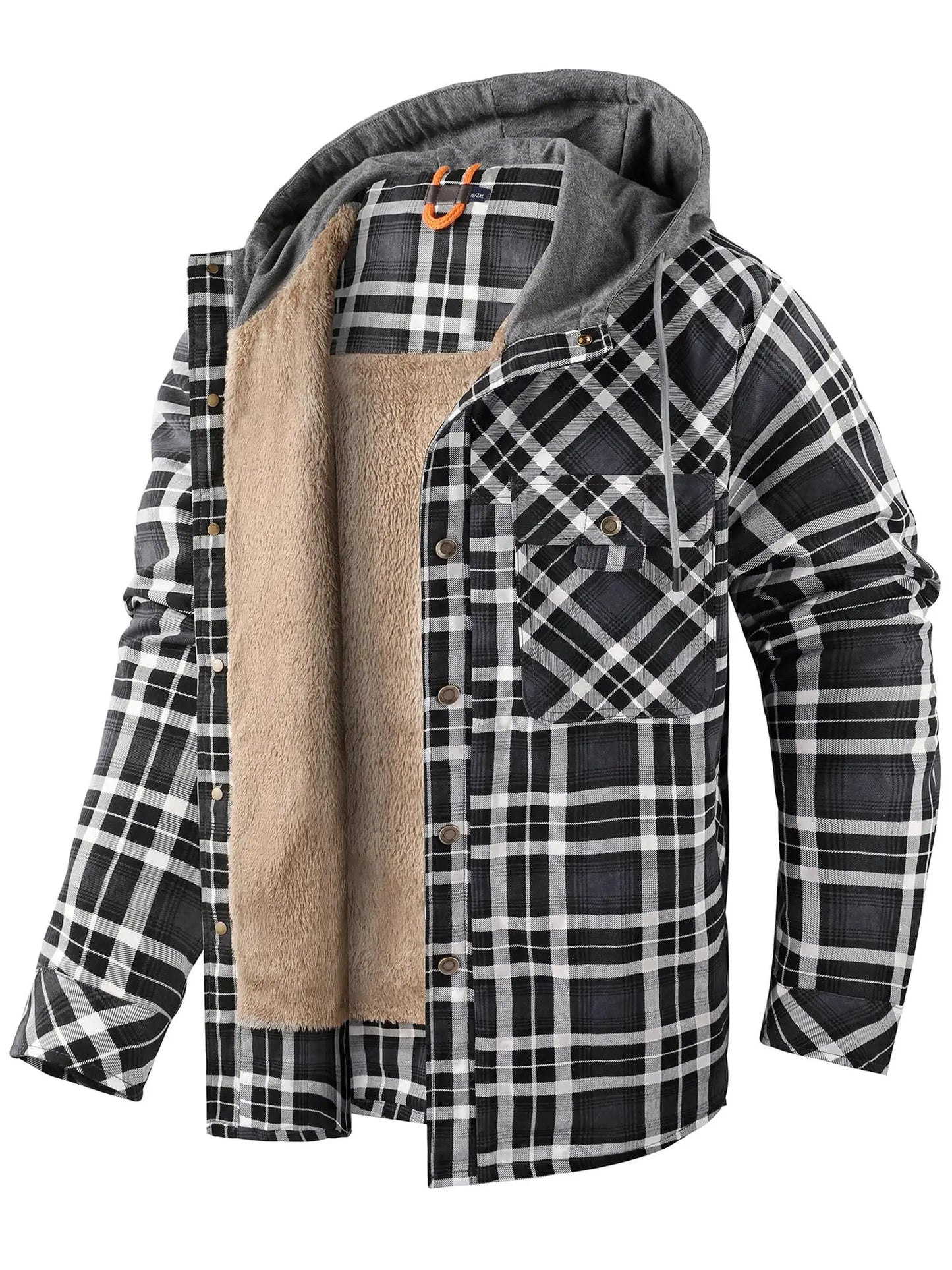 Plaid Flannel Snap Fleece Warm Hoodie by RiderOut