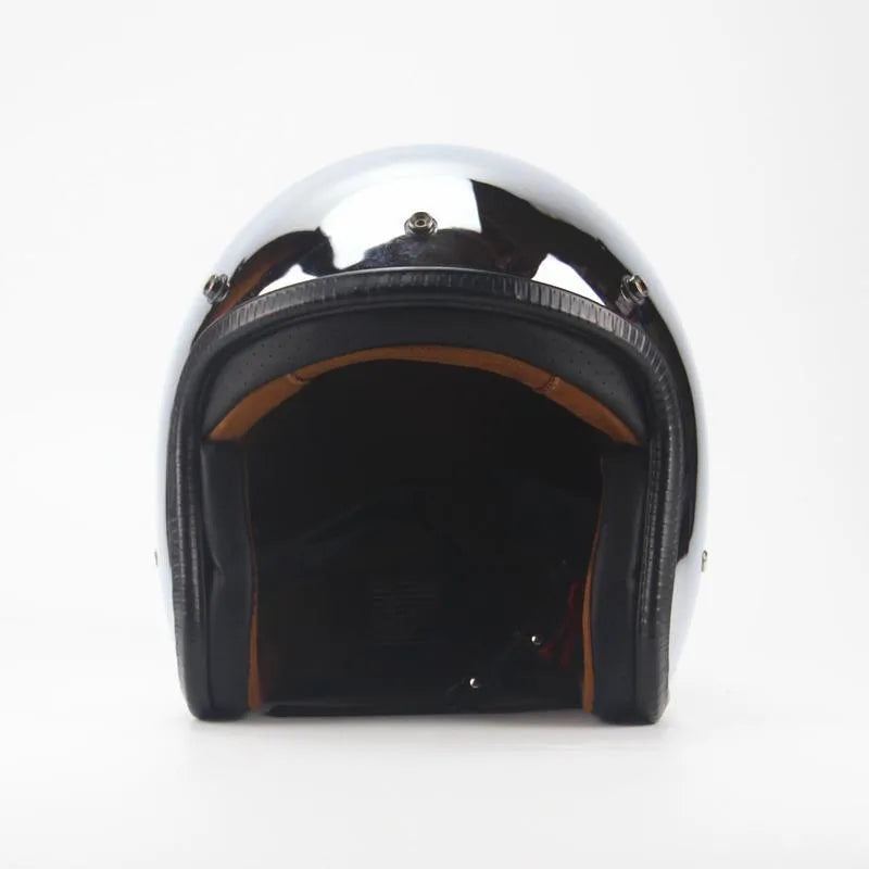 Chrome Retro Motorcycle Full Face Helmet by RiderOut™