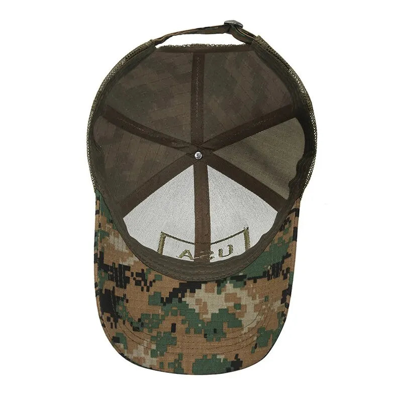 American Flag Camouflage Sticker Embroidered Baseball Cap by RiderOut™