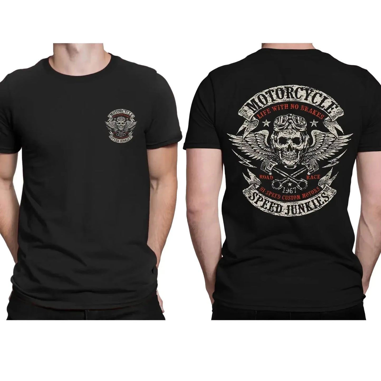 Black Motorcycle Speed Junkies T-shirt by RiderOut™
