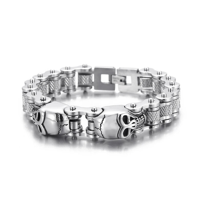 Gothic Skull Head Charm Motorcycle Chain Bracelet by RiderOut™
