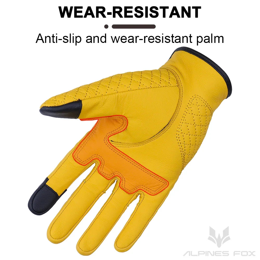 Retro Motorcycle Genuine Leather Gloves by RiderOut™