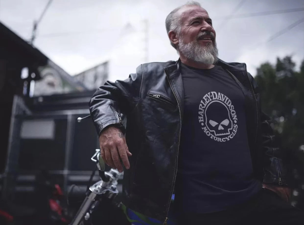 Black HD Skull Logo Cotton T-shirt by RiderOut™