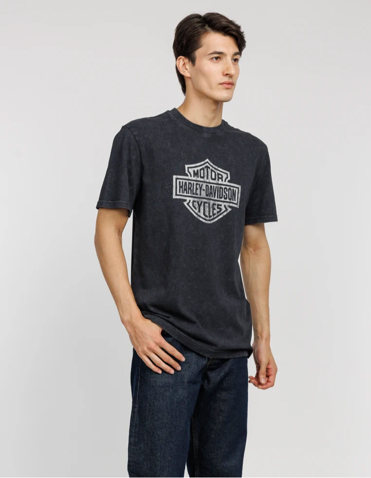 Dark Gray HD Basic Logo Washed Cotton T-shirts by RiderOut™