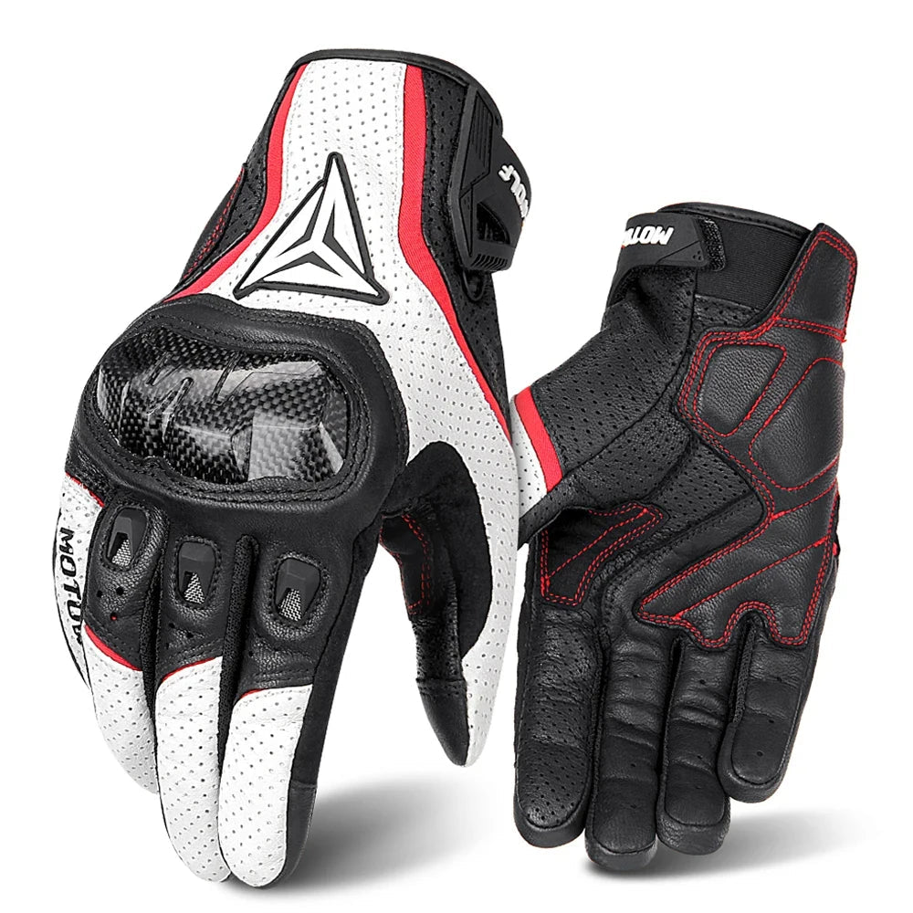Breathable Leather Touchscreen Seasons Motorcycle Gloves by RiderOut™