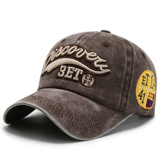 Letter Embroidery Vintage Washed Cotton Baseball Cap by RiderOut™