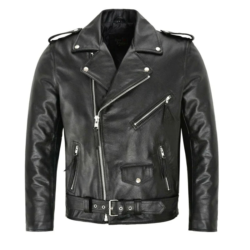 Slim Fit PU Leather Motorcycle Jacket by RiderOut