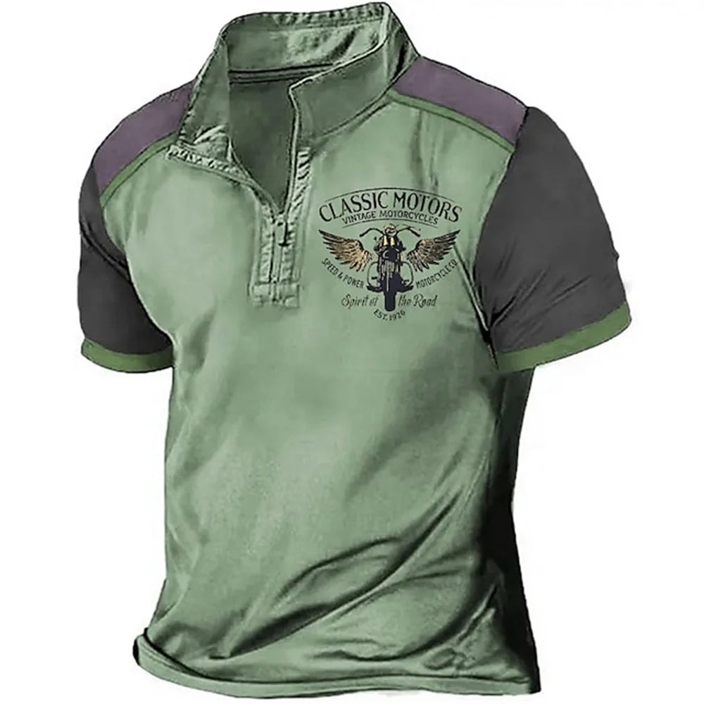 Vintage Short Sleeve Motorcycle 3d Print T-shirt by RiderOut