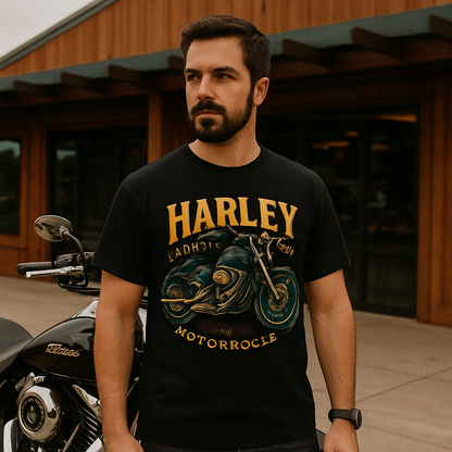 Retro H D Design Print Loose Cotton T-Shirt by RiderOut™