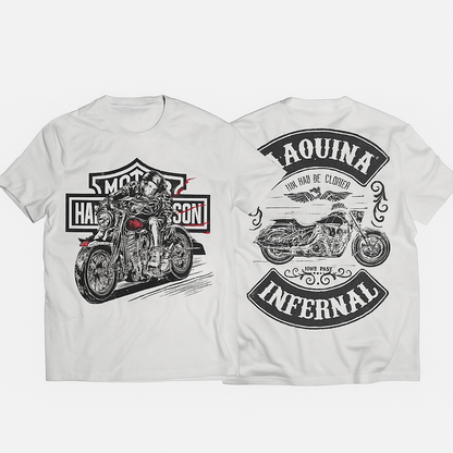 H D Chopper Print  Motorcycle T-Shirt by RiderOut™