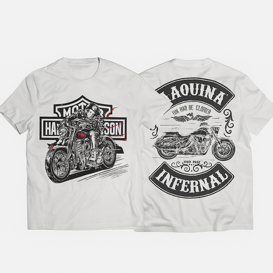 H D Chopper Print  Motorcycle T-Shirt by RiderOut™
