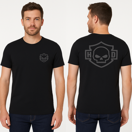 H D Basic Skull Logo Cotton T-shirt by RiderOut™