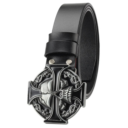 Ghost Head Belt Buckle Leather Belt by RiderOut