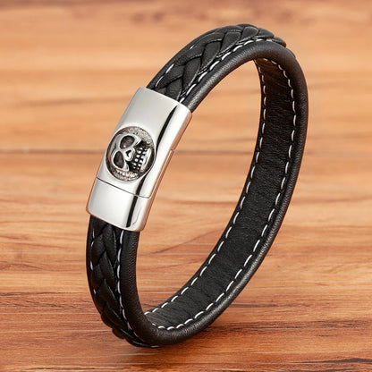 Skull Pattern Leather Bracelet by RiderOut