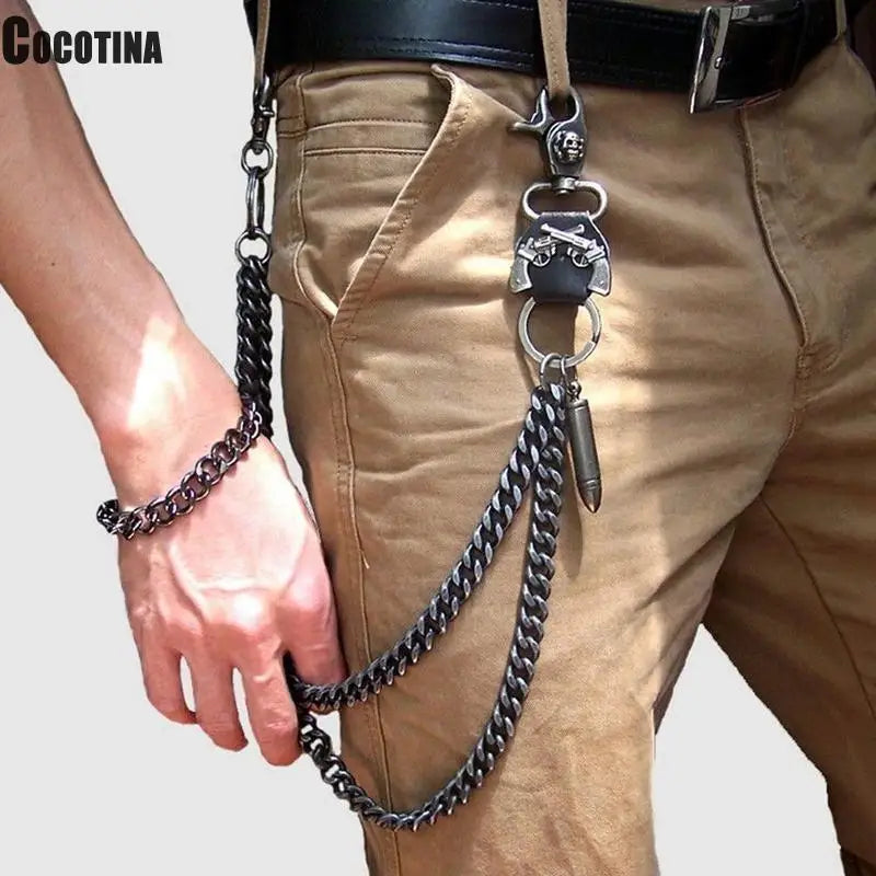 Punk  Metal Waist Chain 2 Lines Jeans Adjustable by RiderOut