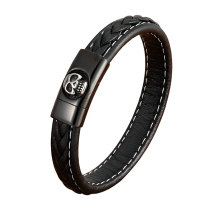 Skull Pattern Leather Bracelet by RiderOut